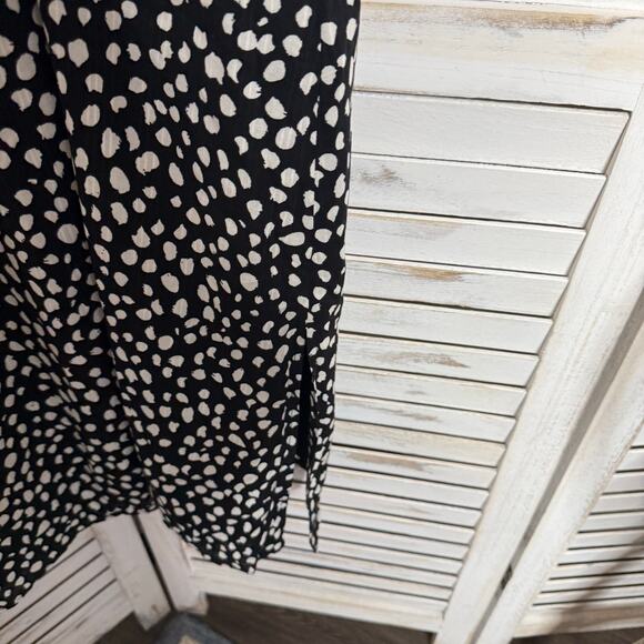 LOFT NWT Women's XL Polka Dot Black White A Line Midi Skirt Elastic Waist Lined - Picture 8 of 13